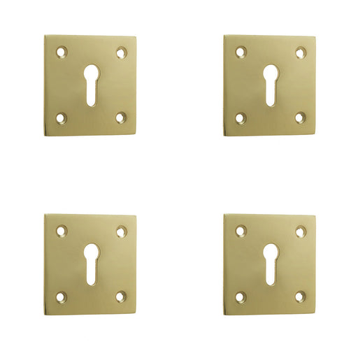 PACK Square Polished Brass Door Escutcheon 50x50mm Elegant Finishes Hole Cover