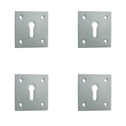 PACK Square Polished Chrome Door Escutcheon 50x50mm Modern Interiors Hole Cover