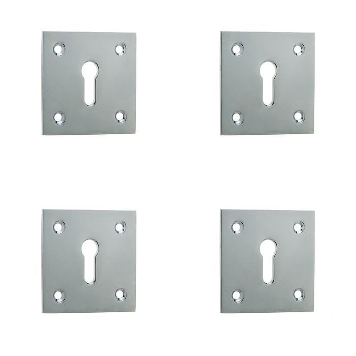 PACK Square Polished Chrome Door Escutcheon 50x50mm Modern Interiors Hole Cover