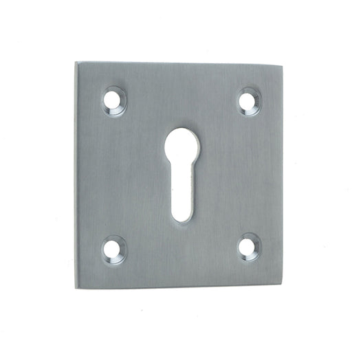 Satin Chrome Square Door Escutcheon 50x50mm Enhanced Security Hole Cover