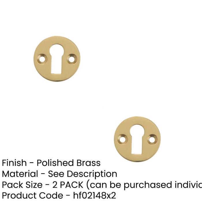 PACK Polished Brass Round Escutcheon 32mm Standard Keyway Hole Cover (1)-1
