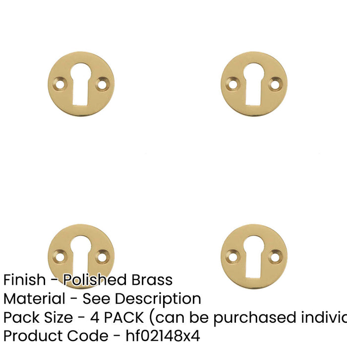 PACK Polished Brass Round Escutcheon 32mm Standard Keyway Hole Cover-1