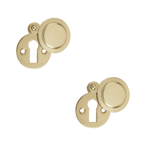 PACK 32mm Polished Brass Round Door Escutcheon Stylish Finish Hole Cover (1)