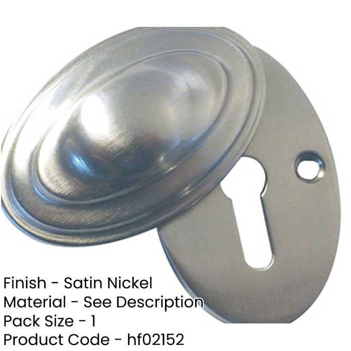 Satin Nickel Lined Oval Covered Escutcheon 36x55mm Durable Stylish Hole Cover-1
