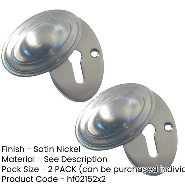 PACK Satin Nickel Lined Oval Covered Escutcheon 36x55mm Durable Stylish Hole Cover (1)-1