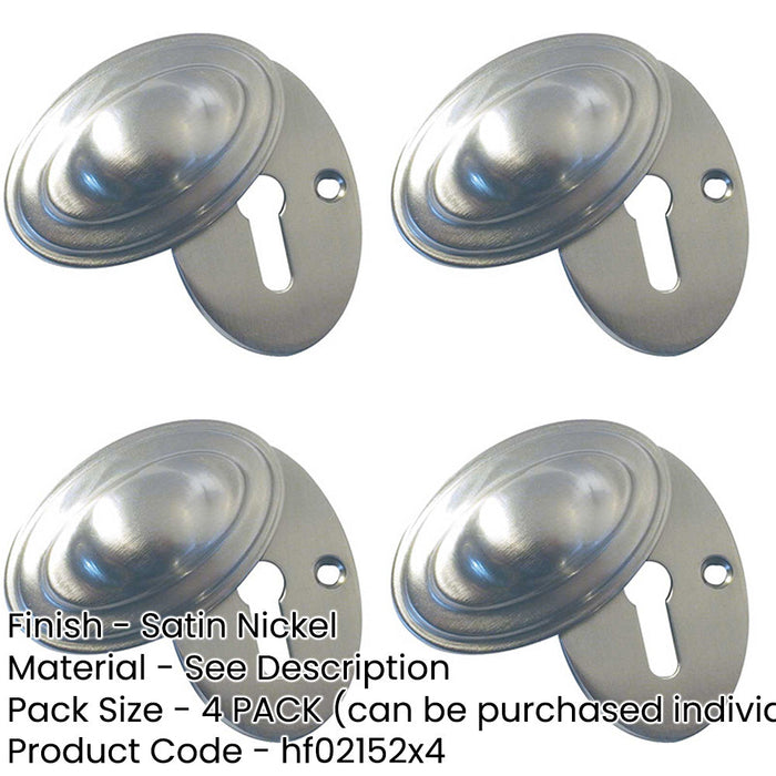 PACK Satin Nickel Lined Oval Covered Escutcheon 36x55mm Durable Stylish Hole Cover-1