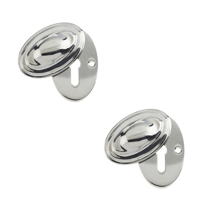 PACK Premium Polished Nickel Lined Oval Escutcheon 36x55mm Elegant Home Décor Hole Cover (1)