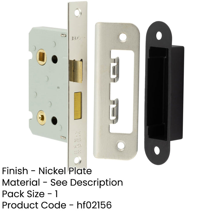 Premium Bathroom Locks with Square Forend Radiused Strike Plate 65mm Nickel Finish Door Lock-1