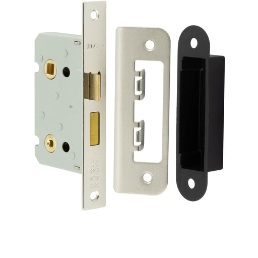 Premium Bathroom Locks with Square Forend Radiused Strike Plate 65mm Nickel Finish Door Lock