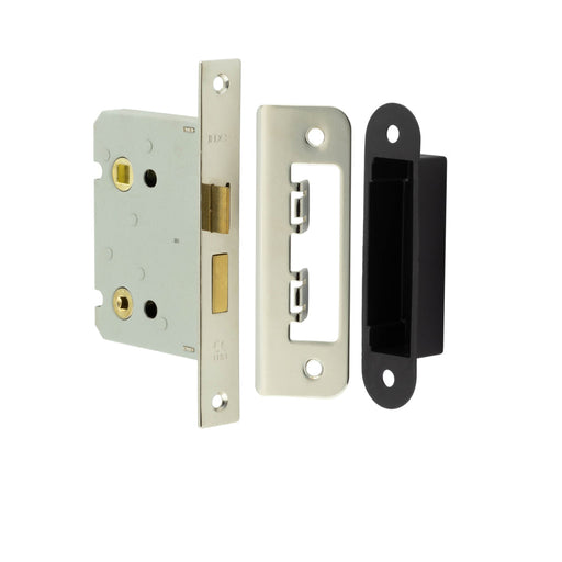 Premium Bathroom Locks with Square Forend Radiused Strike Plate Nickel Finish 76mm Door Lock