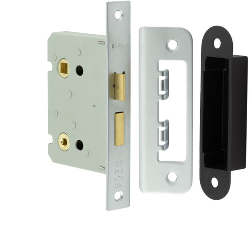 Durable Satin Nickel Bathroom Locks with Square Forend Radiused Strike Plate 76mm Door Lock