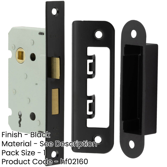 High-Quality Lever Sashlocks with Square Forend Radiused Strike Plate Sleek Black Finish Door Lock-1