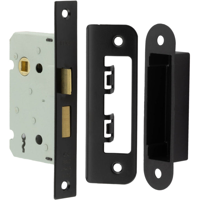 High-Quality Lever Sashlocks with Square Forend Radiused Strike Plate Sleek Black Finish Door Lock