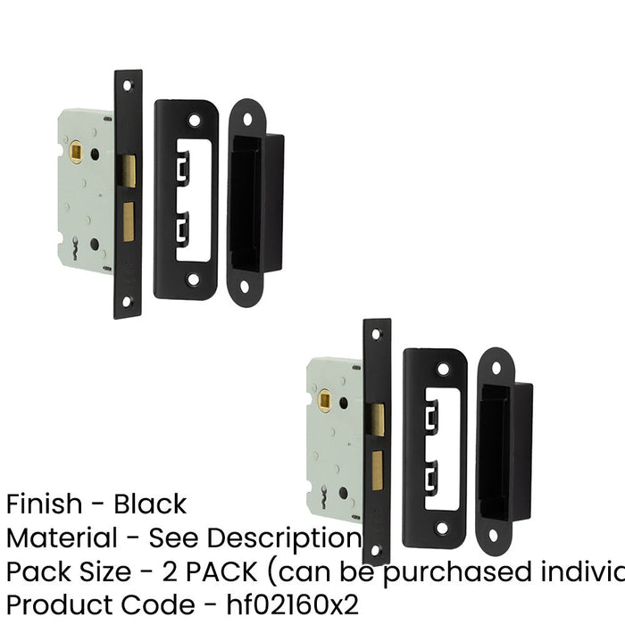 PACK High-Quality Lever Sashlocks with Square Forend Radiused Strike Plate Sleek Black Finish Door Lock-1