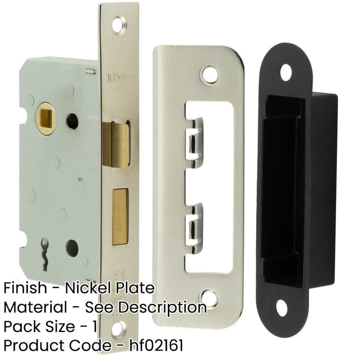 Premium Lever Sashlocks with Square Forend Radiused Strike Plate 65mm Nickel Finish Door Lock-1