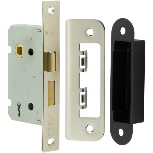 Premium Lever Sashlocks with Square Forend Radiused Strike Plate 65mm Nickel Finish Door Lock