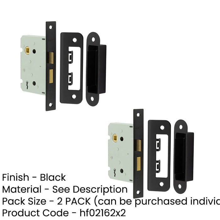 PACK High-Quality Lever Sashlocks with Square Forend Radiused Strike Plate 76mm Black Finish Door Lock-1