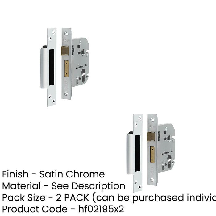 PACK Secure Euro Profile Sashlocks Satin Chrome 76mm Doors Lock-1