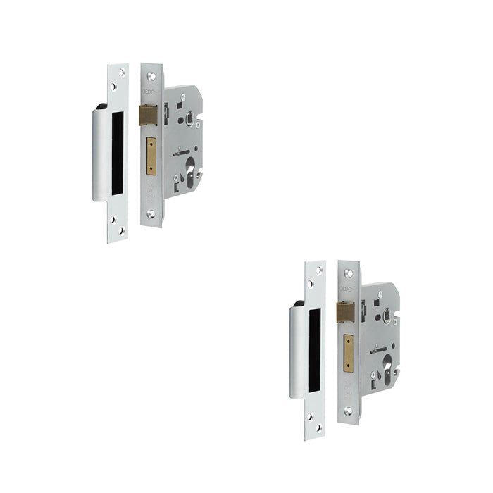 PACK Secure Euro Profile Sashlocks Satin Chrome 76mm Doors Lock