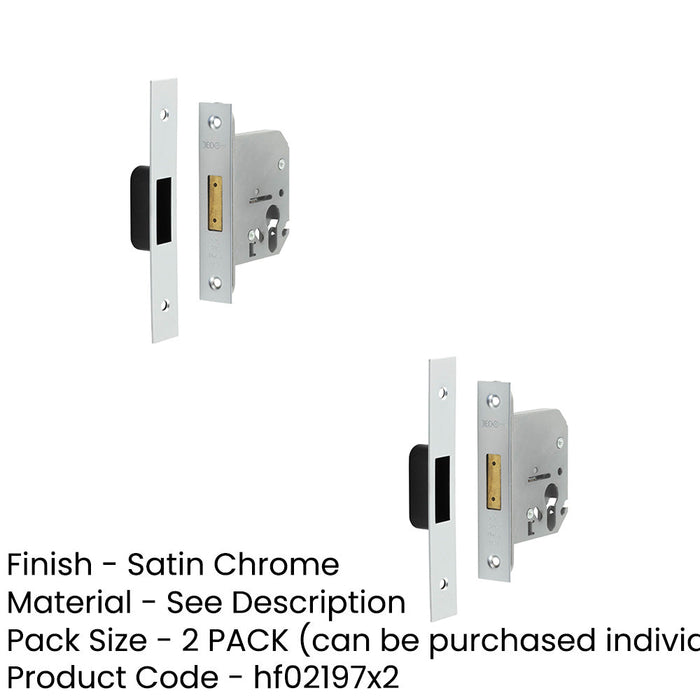PACK Premium Euro Profile Deadlocks Enhanced Security 76mm Satin Chrome Lock-1
