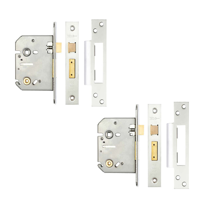 PACK Premium 76mm Satin Chrome Bathroom Locks Enhanced Security Lock
