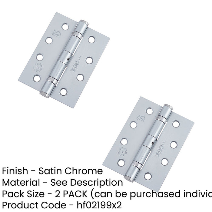 PACK Durable Grade Satin Chrome Steel Ball Bearing Hinge 102x76mm Heavy-Duty Doors Door Hinges (1)-1