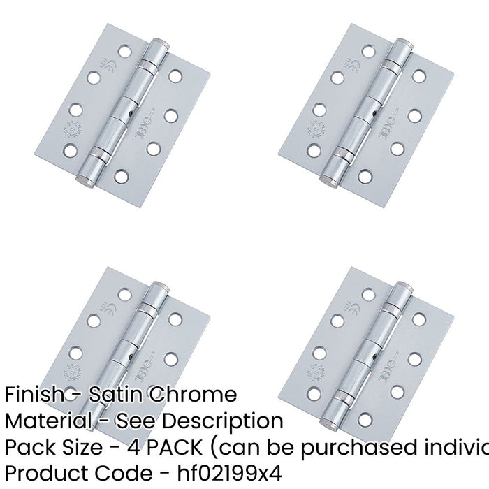 PACK Durable Grade Satin Chrome Steel Ball Bearing Hinge 102x76mm Heavy-Duty Doors Door Hinges-1