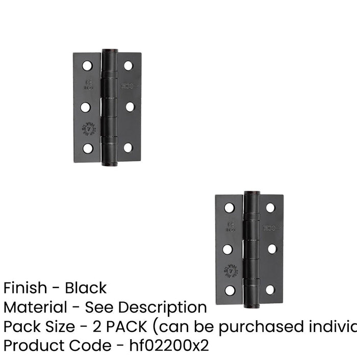 PACK Premium Grade Steel Ball Bearing Hinge 76x50mm Elegant Matt Black Finish Door Hinges (1)-1