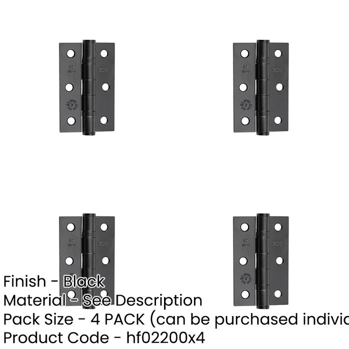 PACK Premium Grade Steel Ball Bearing Hinge 76x50mm Elegant Matt Black Finish Door Hinges-1