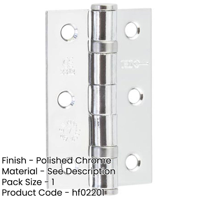 Premium Grade Steel Ball Bearing Hinge 76x50mm Polished Chrome Finish Door Hinges-1