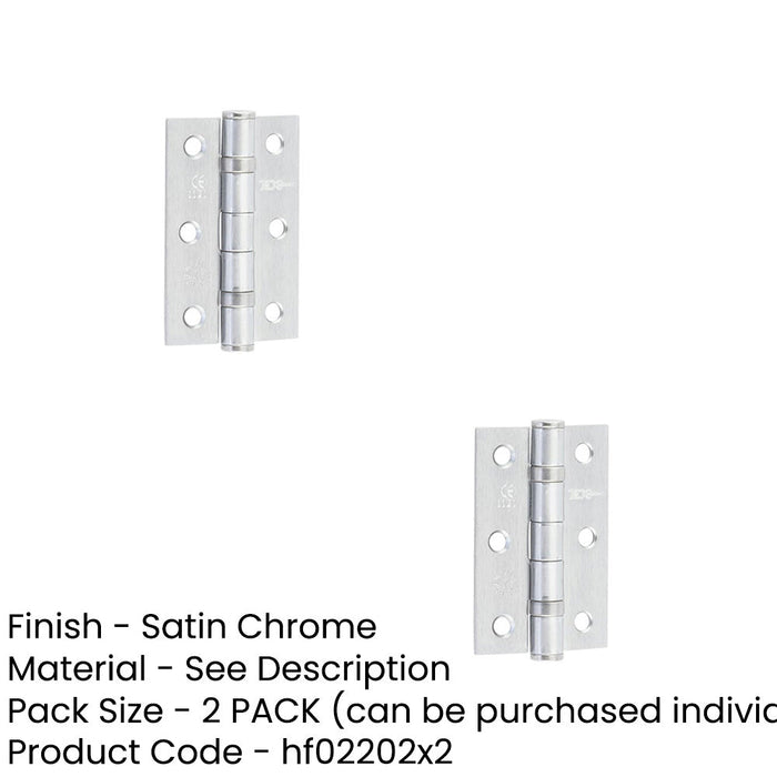 PACK Premium Grade Steel Ball Bearing Hinge 76x50mm Satin Chrome Finish Door Hinges (1)-1
