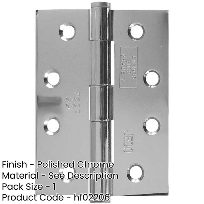 Premium Grade Steel Heavy Duty Button Hinge Polished Chrome Finish 102x76x2.5mm Door Hinges-1