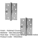 PACK Premium Grade Steel Heavy Duty Button Hinge Polished Chrome Finish 102x76x2.5mm Door Hinges (1)-1