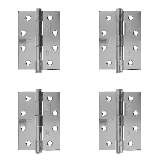 PACK Premium Grade Steel Heavy Duty Button Hinge Polished Chrome Finish 102x76x2.5mm Door Hinges
