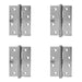 PACK Premium Grade Steel Heavy Duty Button Hinge Polished Chrome Finish 102x76x2.5mm Door Hinges