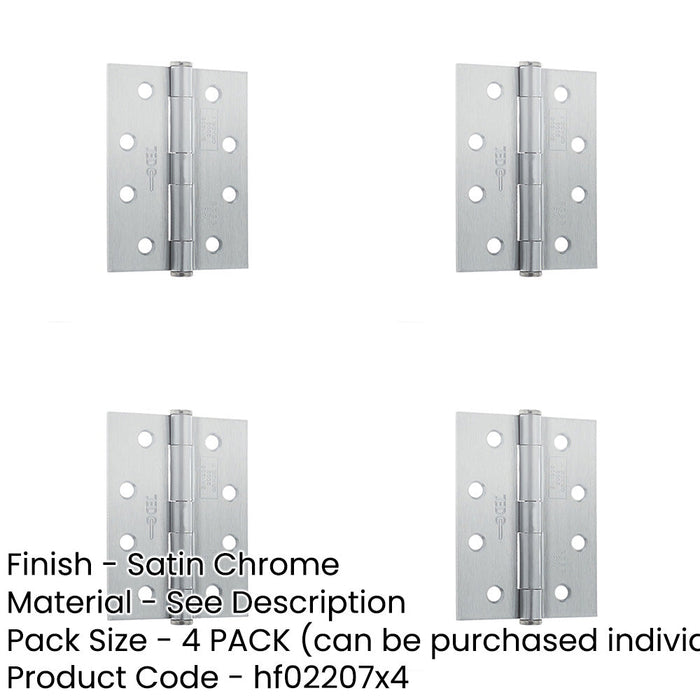PACK Premium Grade Steel Heavy Duty Button Hinge Satin Chrome Finish 102x76x2.5mm Door Hinges-1