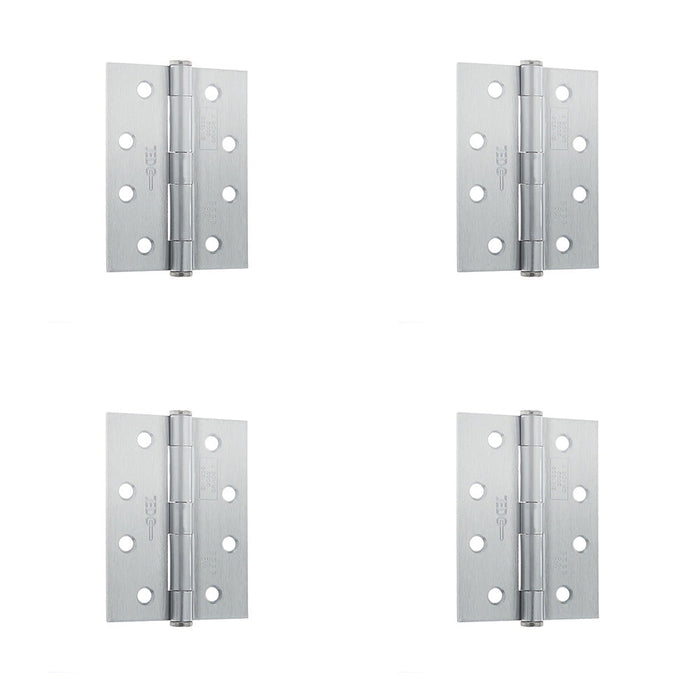 PACK Premium Grade Steel Heavy Duty Button Hinge Satin Chrome Finish 102x76x2.5mm Door Hinges