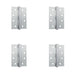 PACK Premium Grade Steel Heavy Duty Button Hinge Satin Chrome Finish 102x76x2.5mm Door Hinges