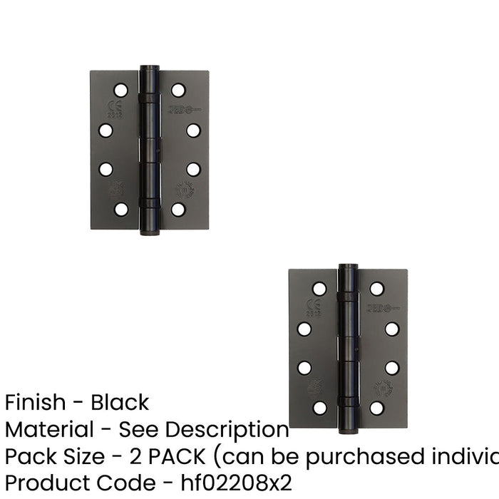 PACK Durable Grade Black Steel Ball Bearing Hinge 102x76mm Heavy-Duty Doors Door Hinges (1)-1