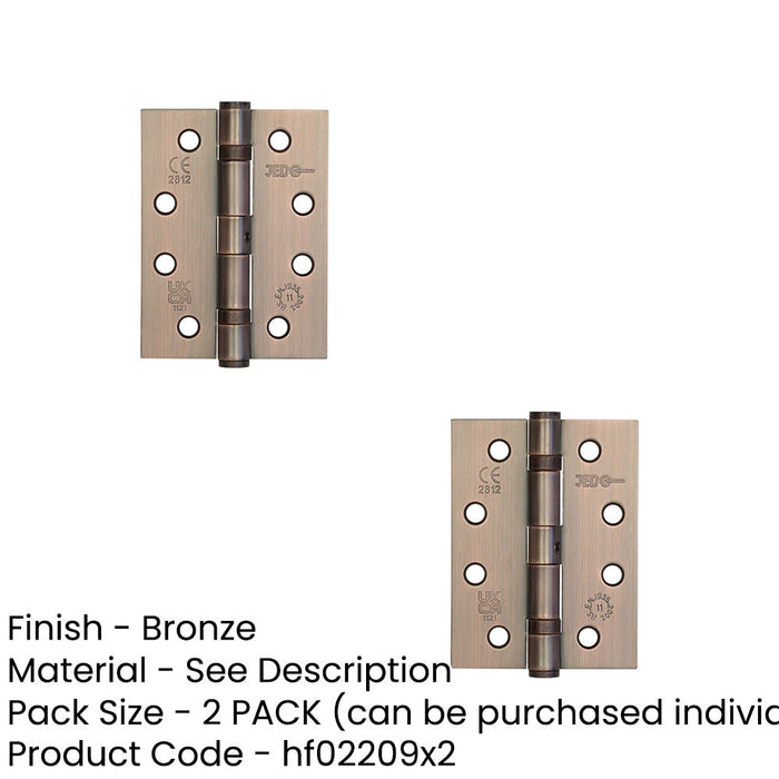PACK Durable Grade Bronze Steel Ball Bearing Hinge 102x76mm Heavy-Duty Doors Door Hinges (1)-1
