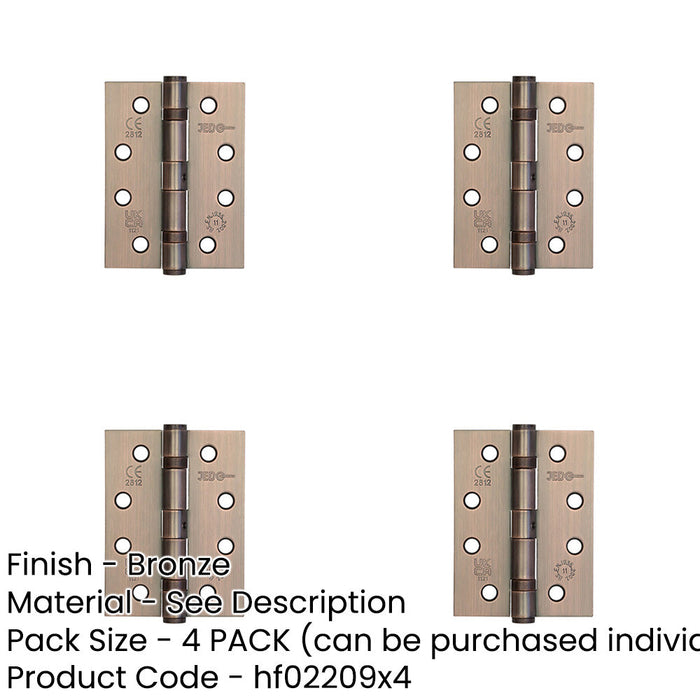 PACK Durable Grade Bronze Steel Ball Bearing Hinge 102x76mm Heavy-Duty Doors Door Hinges-1