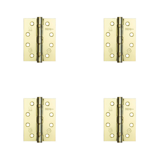 PACK Durable Grade Electro Brassed Steel Ball Bearing Hinge 102x76mm Heavy-Duty Doors Door Hinges