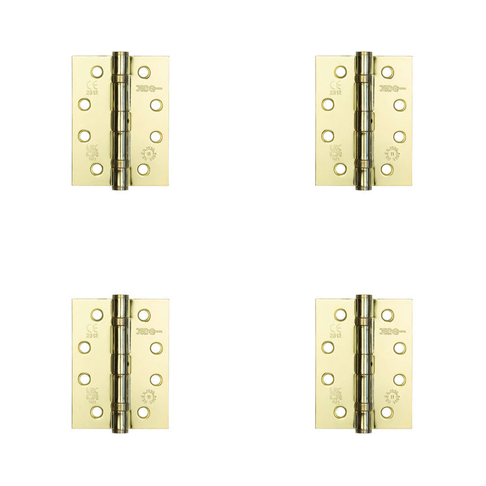 PACK Durable Grade Electro Brassed Steel Ball Bearing Hinge 102x76mm Heavy-Duty Doors Door Hinges