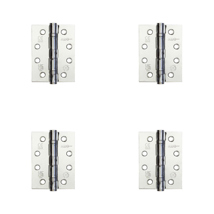 PACK Durable Grade Polished Chrome Steel Ball Bearing Hinge 102x76mm Heavy-Duty Doors Door Hinges