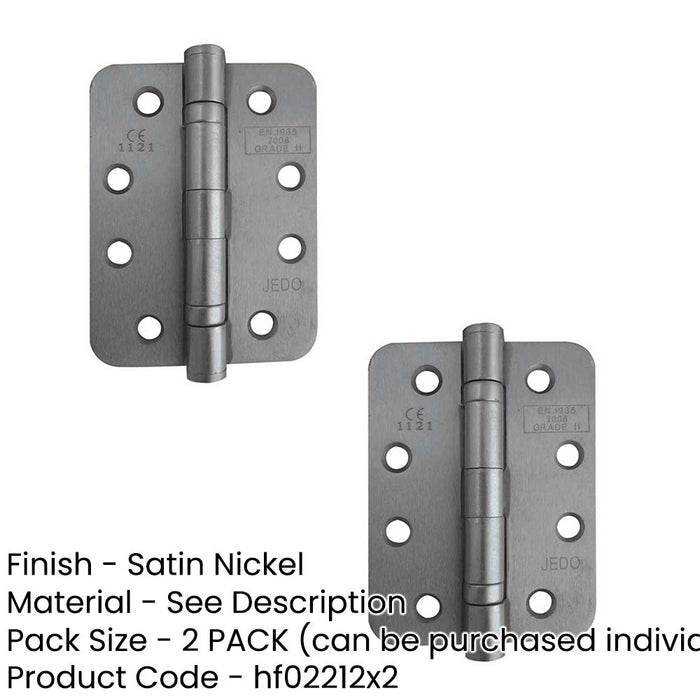 PACK Durable Grade Satin Nickel Steel Ball Bearing Radius Hinge 102x76mm Heavy-Duty Doors Door Hinges (1)-1