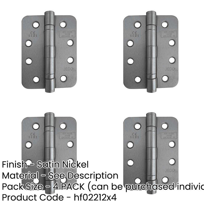 PACK Durable Grade Satin Nickel Steel Ball Bearing Radius Hinge 102x76mm Heavy-Duty Doors Door Hinges-1
