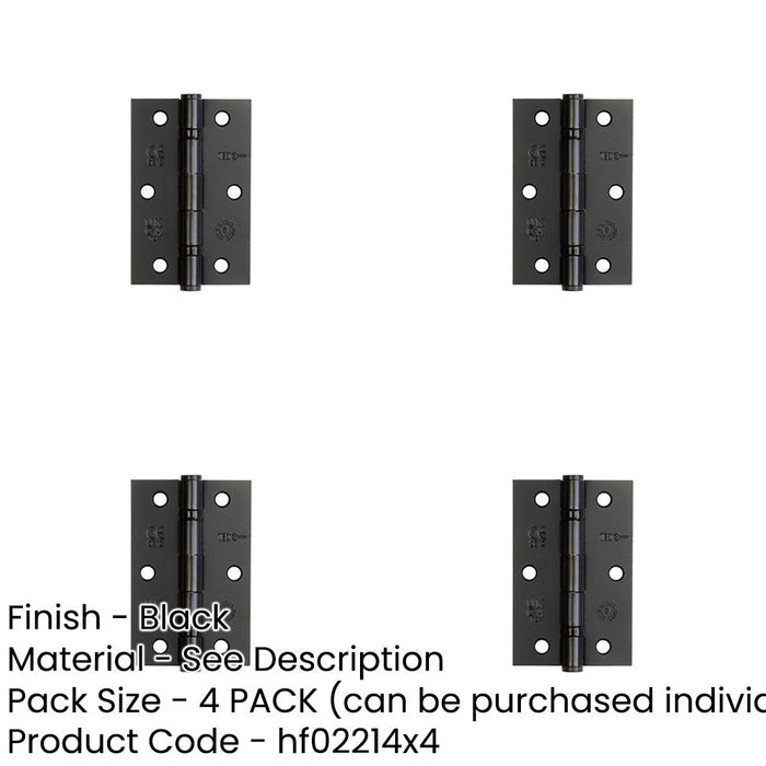 PACK Premium Steel Ball Bearing Hinge 89x58mm Black Smooth Operation Door Hinges-1