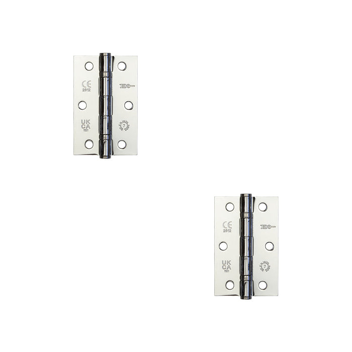 PACK Premium Steel Ball Bearing Hinge 89x58mm Polished Chrome Smooth Operation Door Hinges (1)