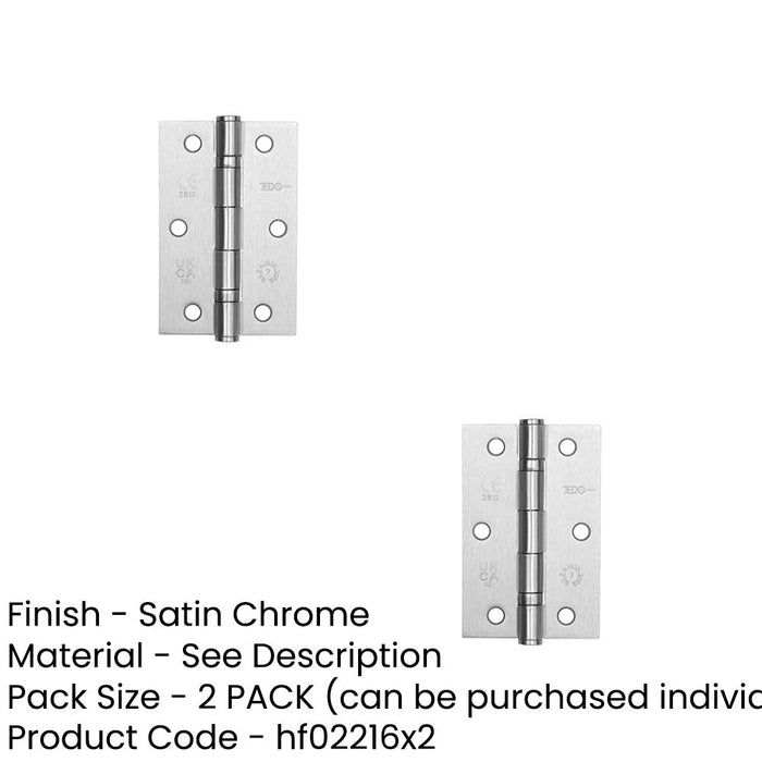 PACK Premium Steel Ball Bearing Hinge 89x58mm Satin Chrome Smooth Operation Door Hinges (1)-1