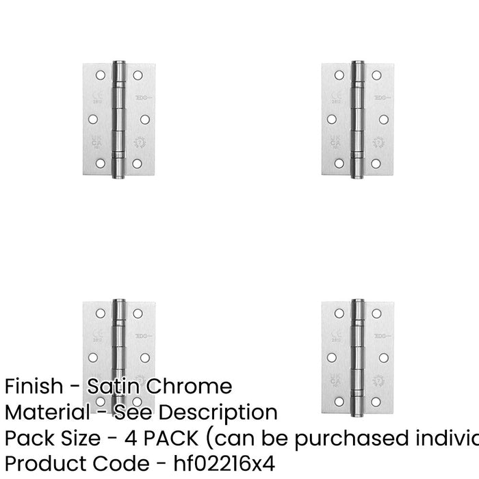 PACK Premium Steel Ball Bearing Hinge 89x58mm Satin Chrome Smooth Operation Door Hinges-1